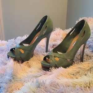 Teal Blue Open-toed H by Halston Stiletto Heels